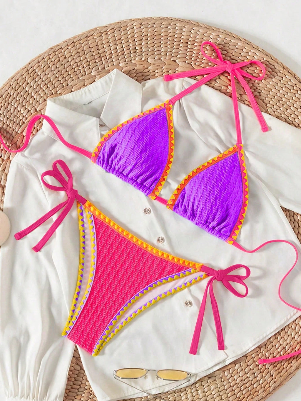 Swim SXY Springbreak Women Teal And Pink Summer Beach Vacation Holiday Casual Holiday Vacation Outfits Ruffle - image 13