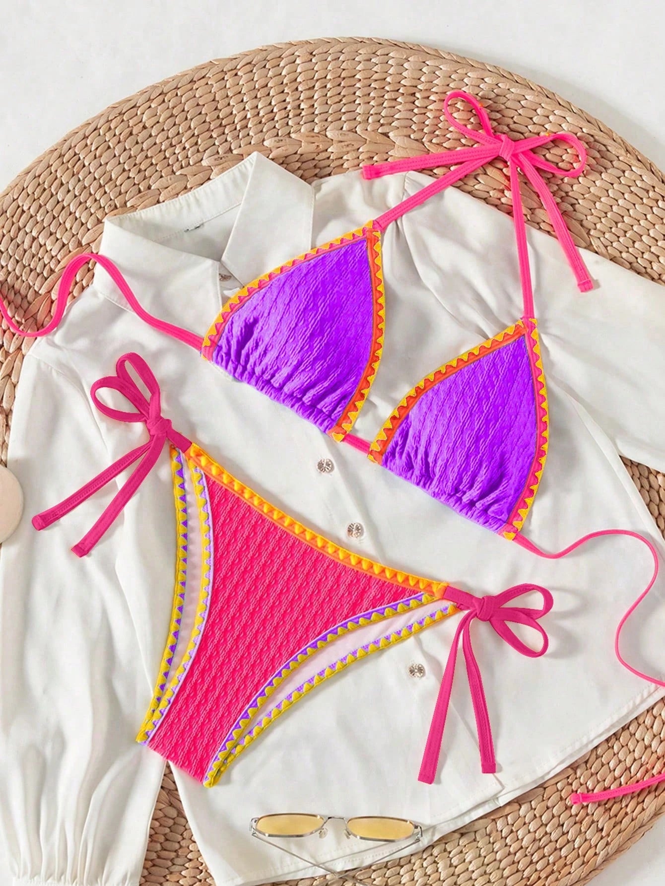 Swim SXY Springbreak Women Teal And Pink Summer Beach Vacation Holiday Casual Holiday Vacation Outfits Ruffle - image 13
