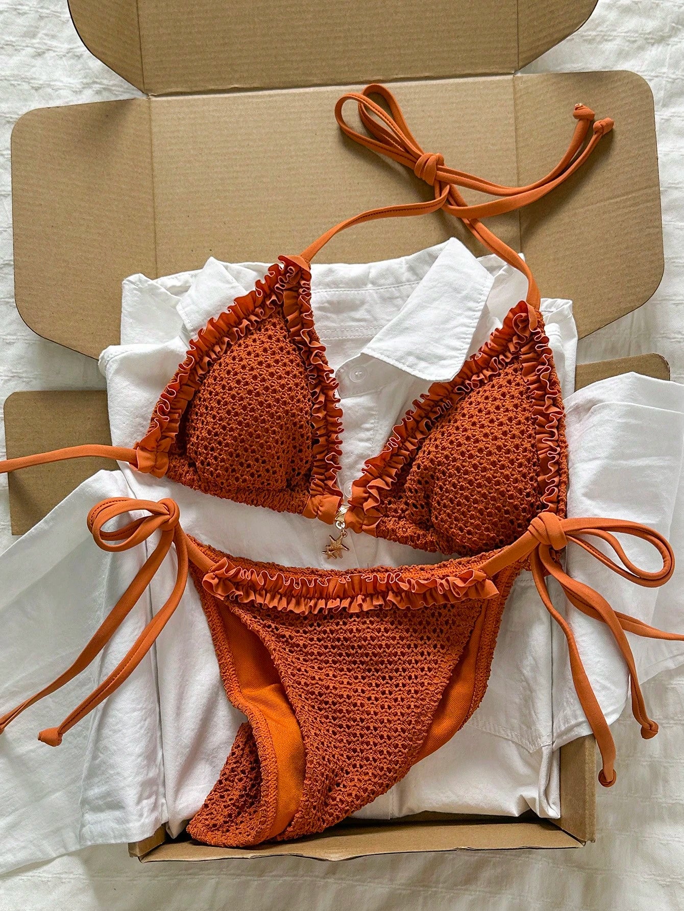 Swim Mod Chic Pink Halter Bikini For Women Graphic Lace Ruffle