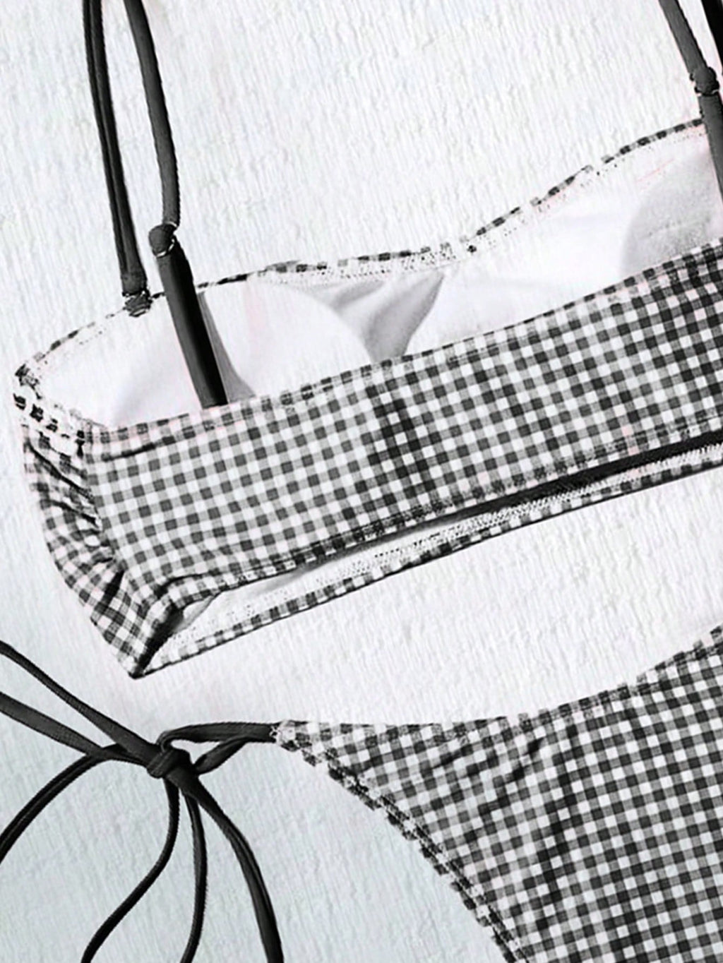 Women's Cute Plaid Print Bow Tie Ruffle Backless Bikini Set, Suitable For Summer Beach, Easter, St. Patrick's - image 10