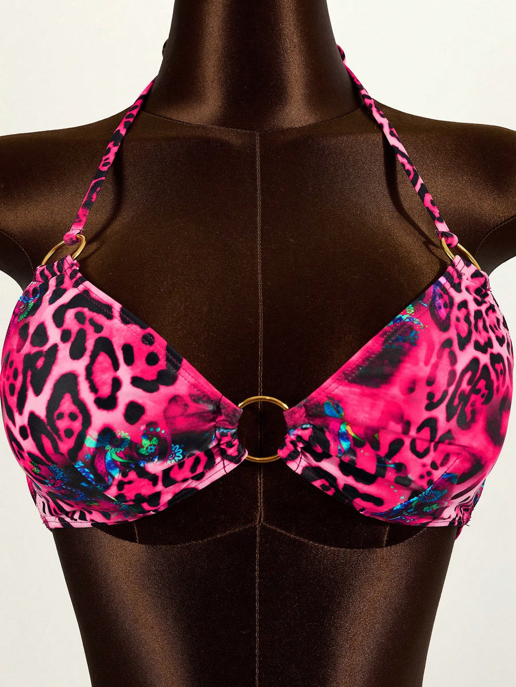 Mistrie Women's Summer Beach Leopard Print Halter Tie Sexy Bikini Set