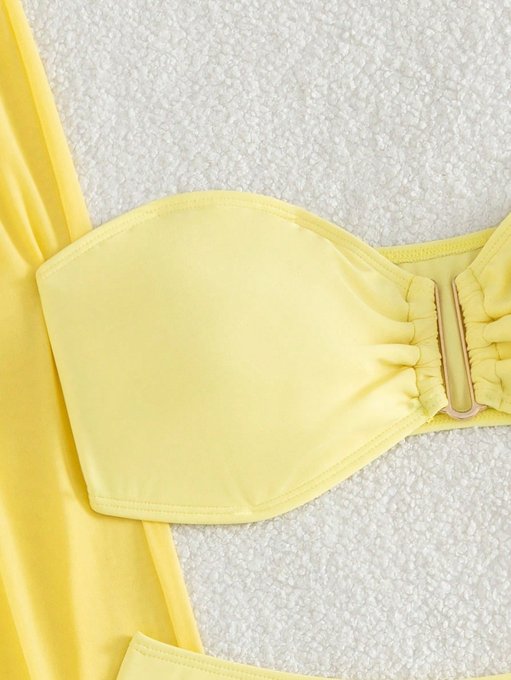 Costavie 3pcs/Set New Yellow Bandeau Top, Triangle Bottoms, And Mesh Beach Pants