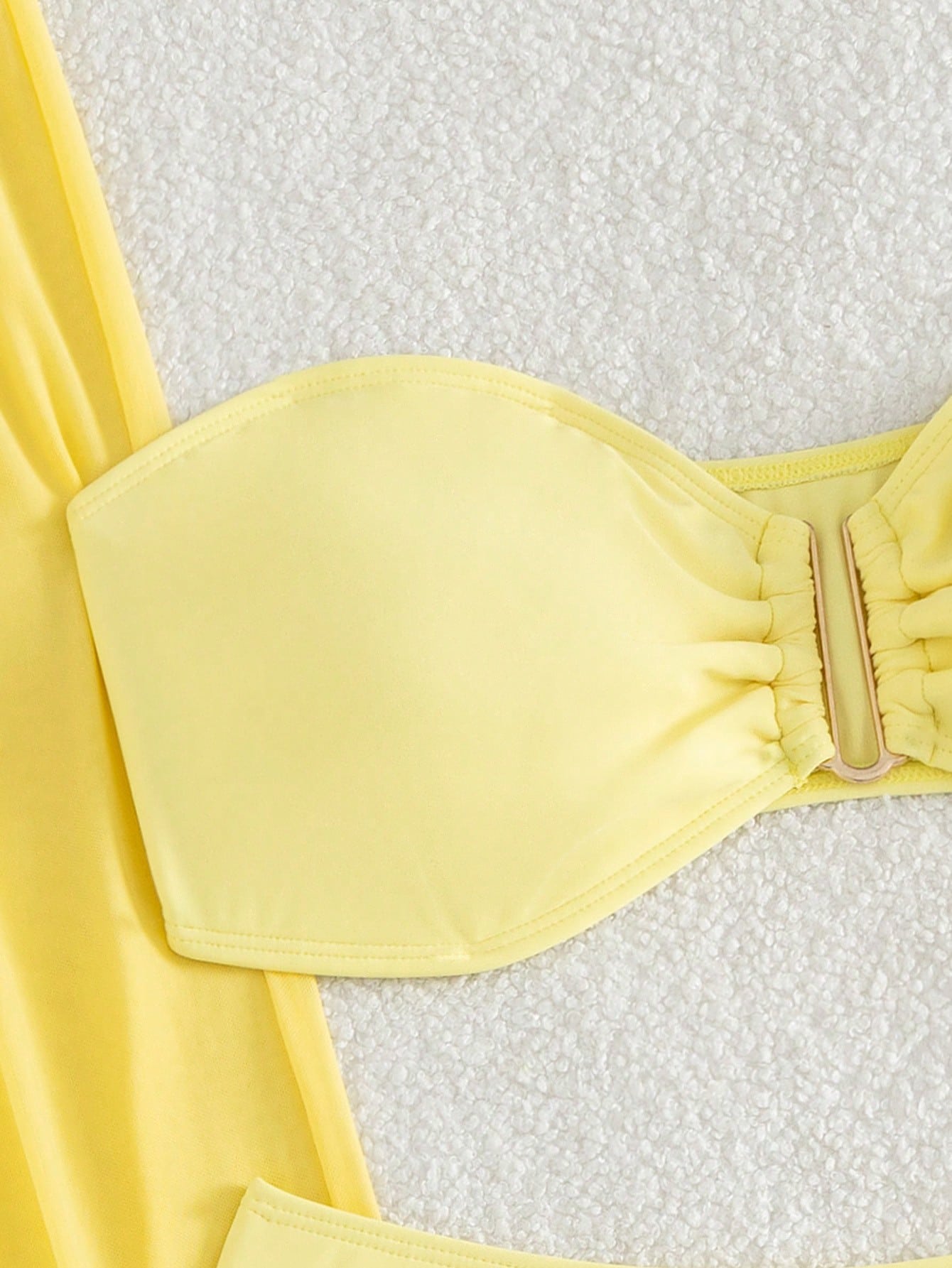 Costavie 3pcs/Set New Yellow Bandeau Top, Triangle Bottoms, And Mesh Beach Pants