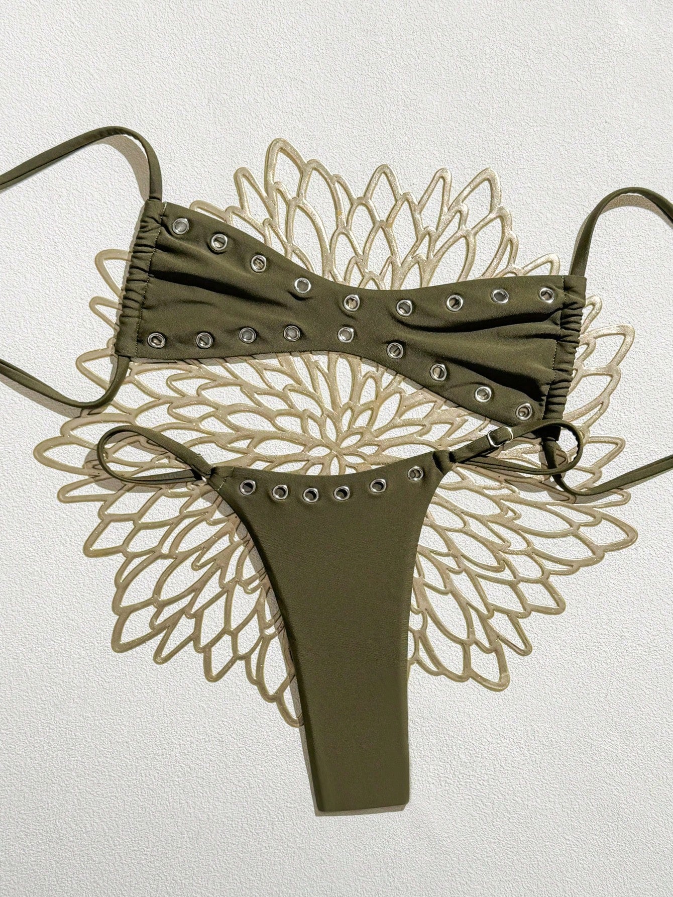 Swim 2025 New Women's Solid Color Sexy Bandeau Beach Vacation Casual Sexy Swimwe