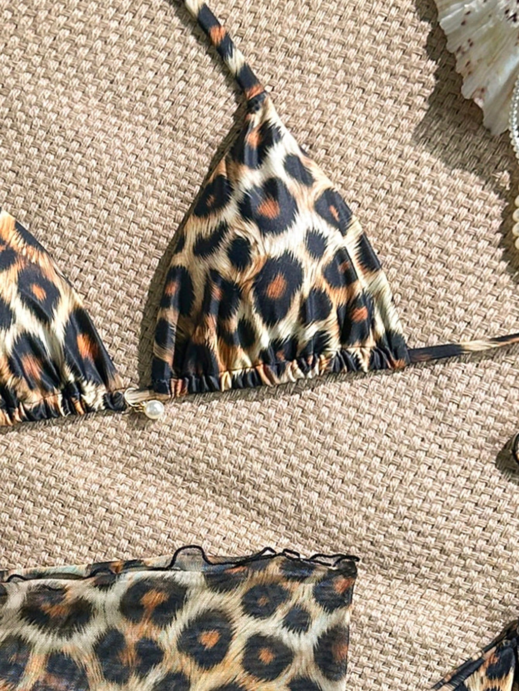 Swim SXY 3pcs/Set Floral & Animal Print Random Pattern Gold Pearl