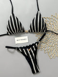 Swim Mod Women's Spring/Summer New Special Fabric Metal Decor V-Neck Halter Back