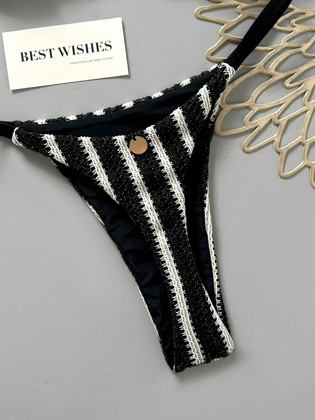 Swim Mod Women's Spring/Summer New Special Fabric Metal Decor V-Neck Halter Back