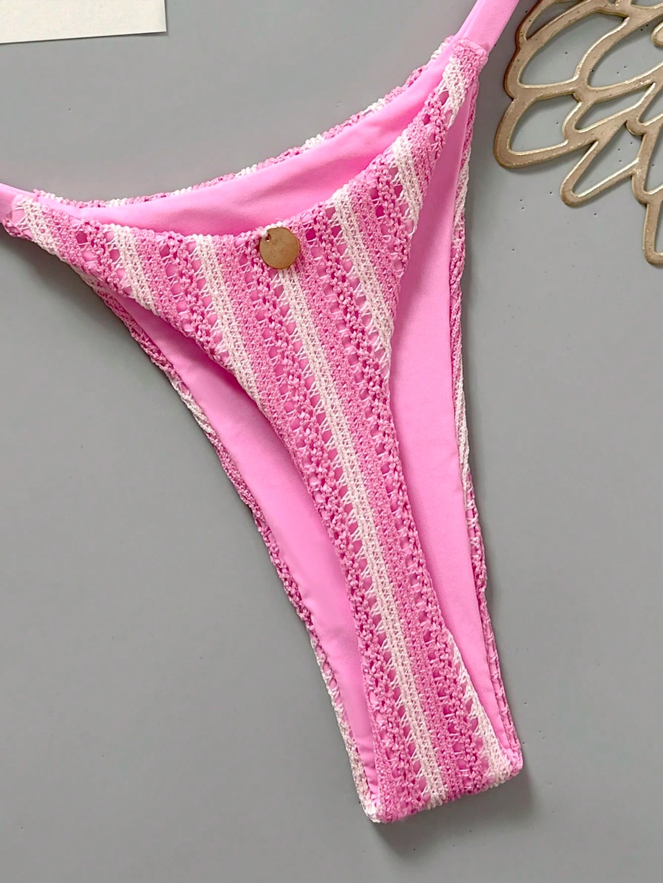 Swim Mod Women's Spring/Summer New Special Fabric Metal Decor V-Neck Halter Back