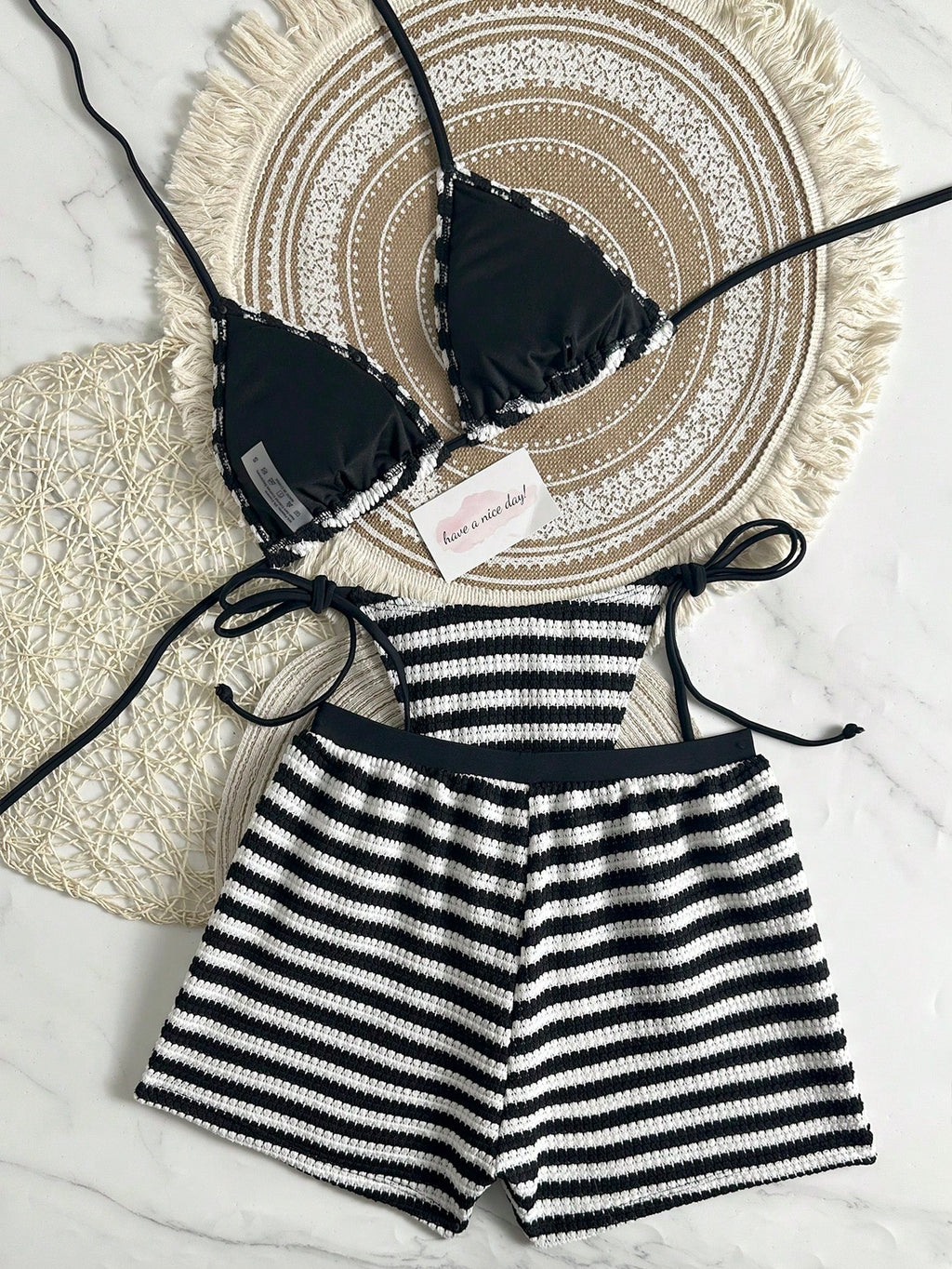 2026 Fashion Sexy Women's 3-Piece Bikini Beach Shorts Swimsuit Set,