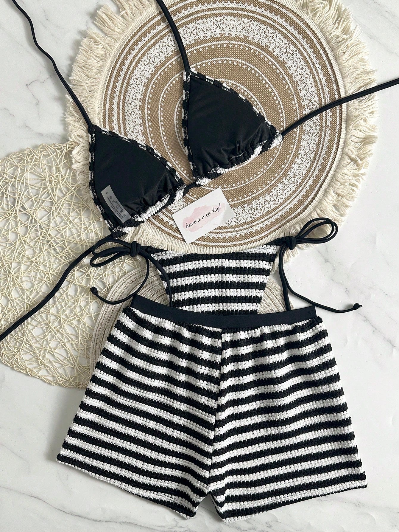 2026 Fashion Sexy Women's 3-Piece Bikini Beach Shorts Swimsuit Set,