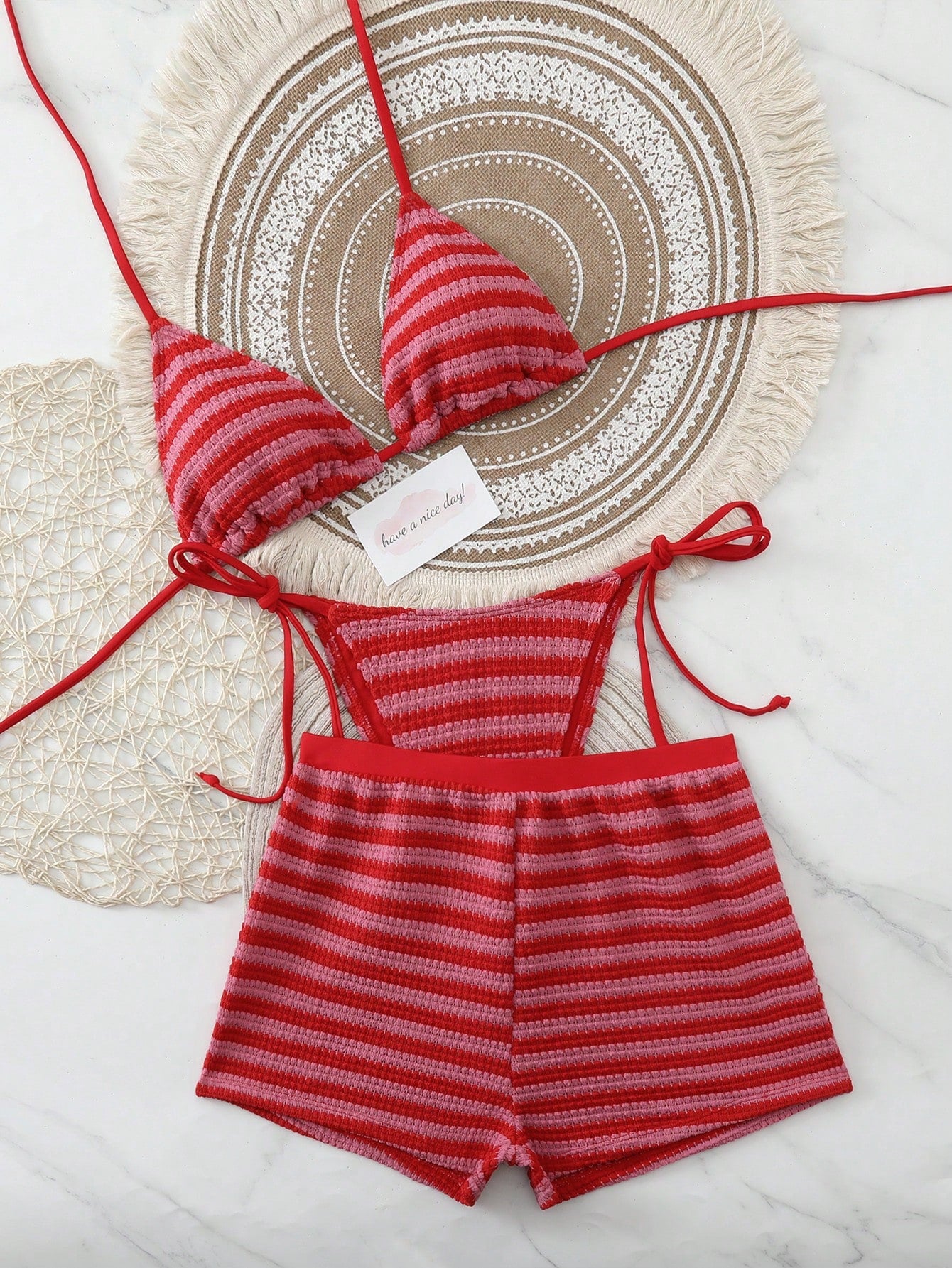 2026 Fashion Sexy Women's 3-Piece Bikini Beach Shorts Swimsuit Set,