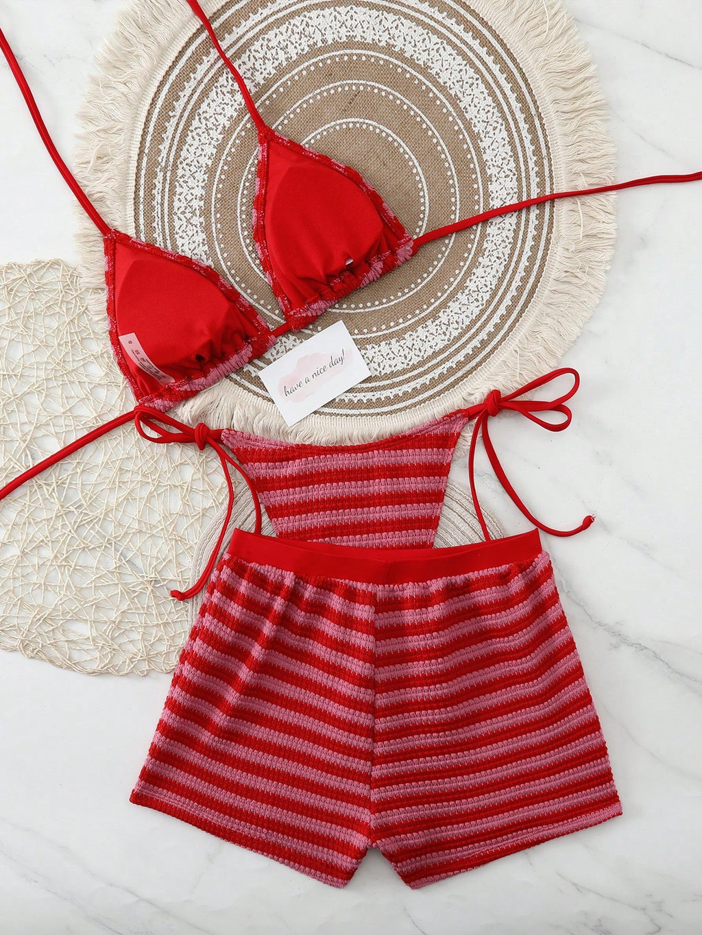 2026 Fashion Sexy Women's 3-Piece Bikini Beach Shorts Swimsuit Set,
