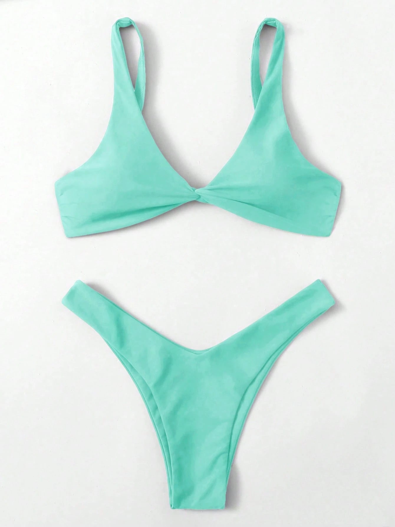 Swim Mod Fish Scales Print Knot Front Swim Top & Swim Bottom Bikini