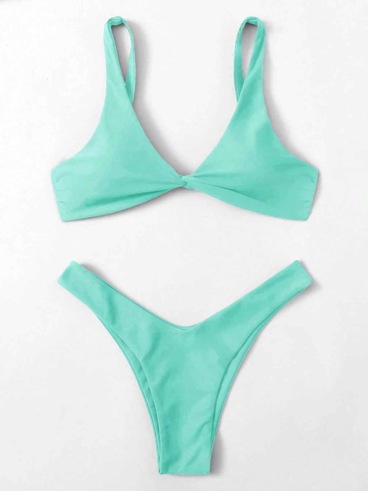 Swim Mod Fish Scales Print Knot Front Swim Top & Swim Bottom Bikini