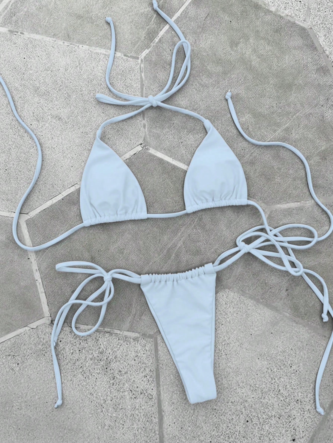 Deep Red & White Plaid Spaghetti Strap Tie Bikini Set, Sweet & Sexy