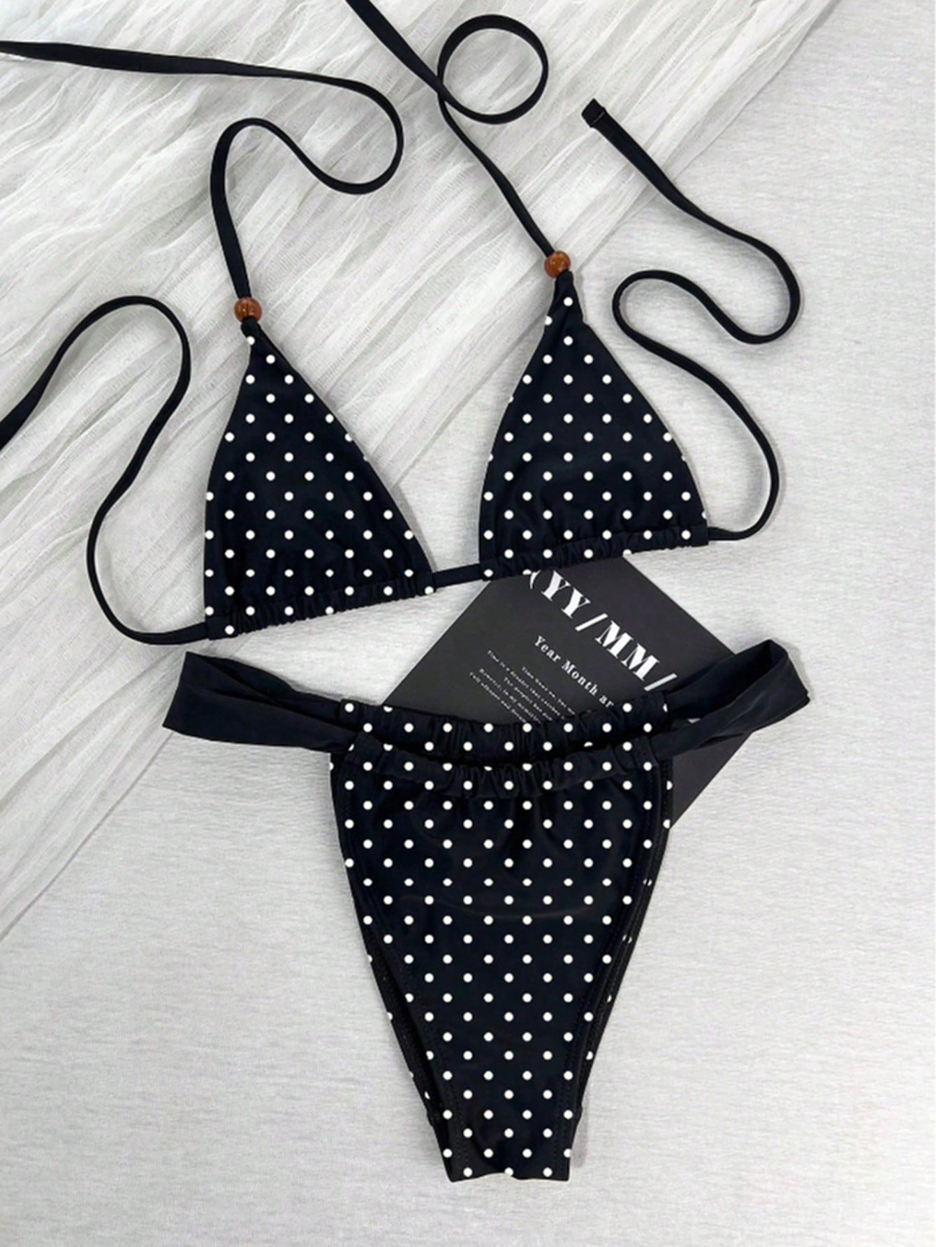 Women's Summer Vacation Retro Sweet Solid Color Thin Strap Side Tie