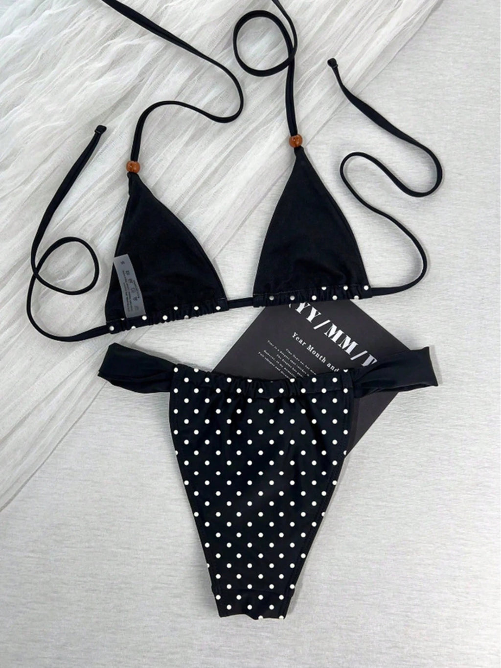 Women's Summer Vacation Retro Sweet Solid Color Thin Strap Side Tie