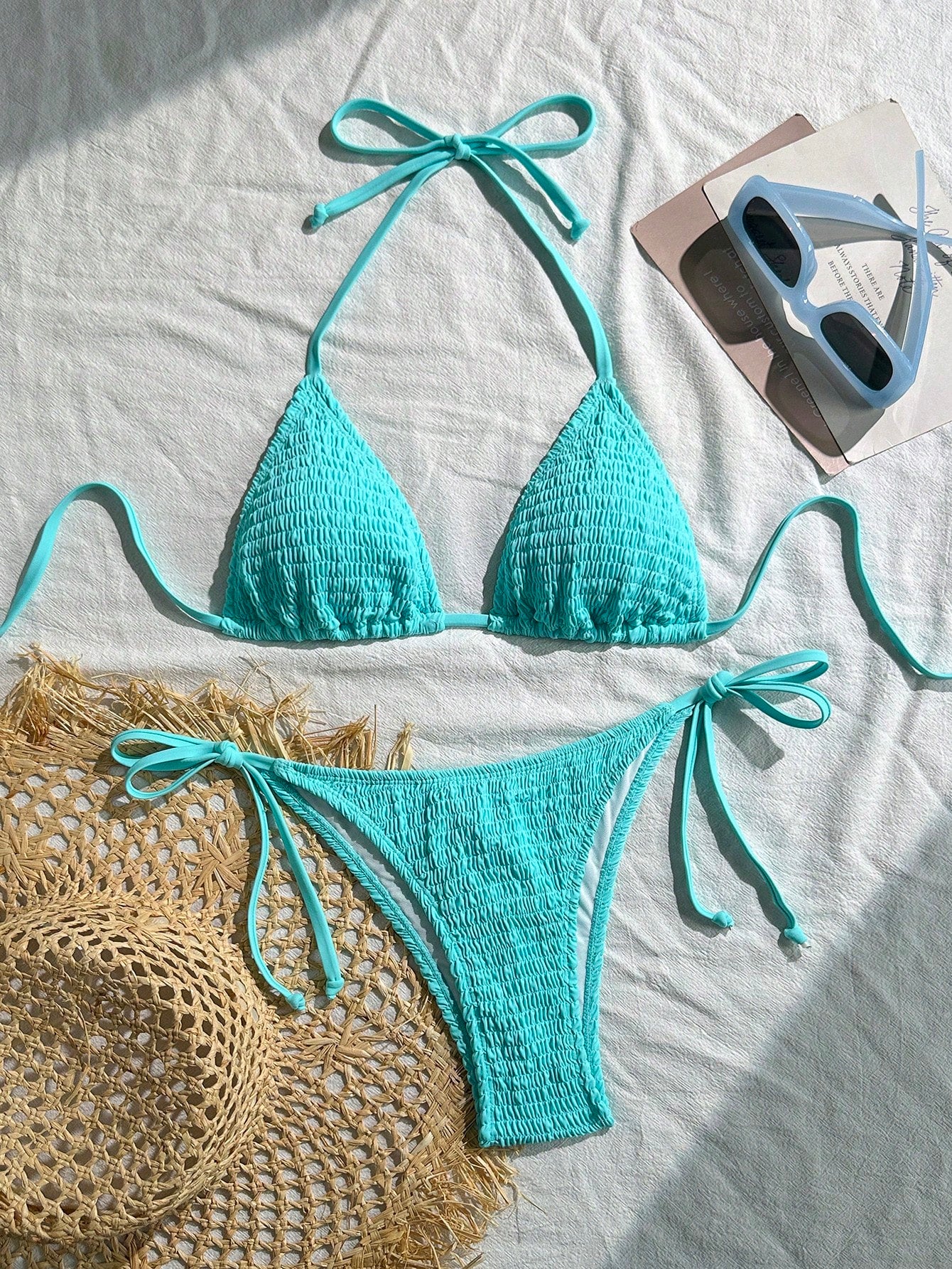 Swim Basics Women's Solid Color Halter Neck Sexy Bikini Set Bathing Suit For Sum