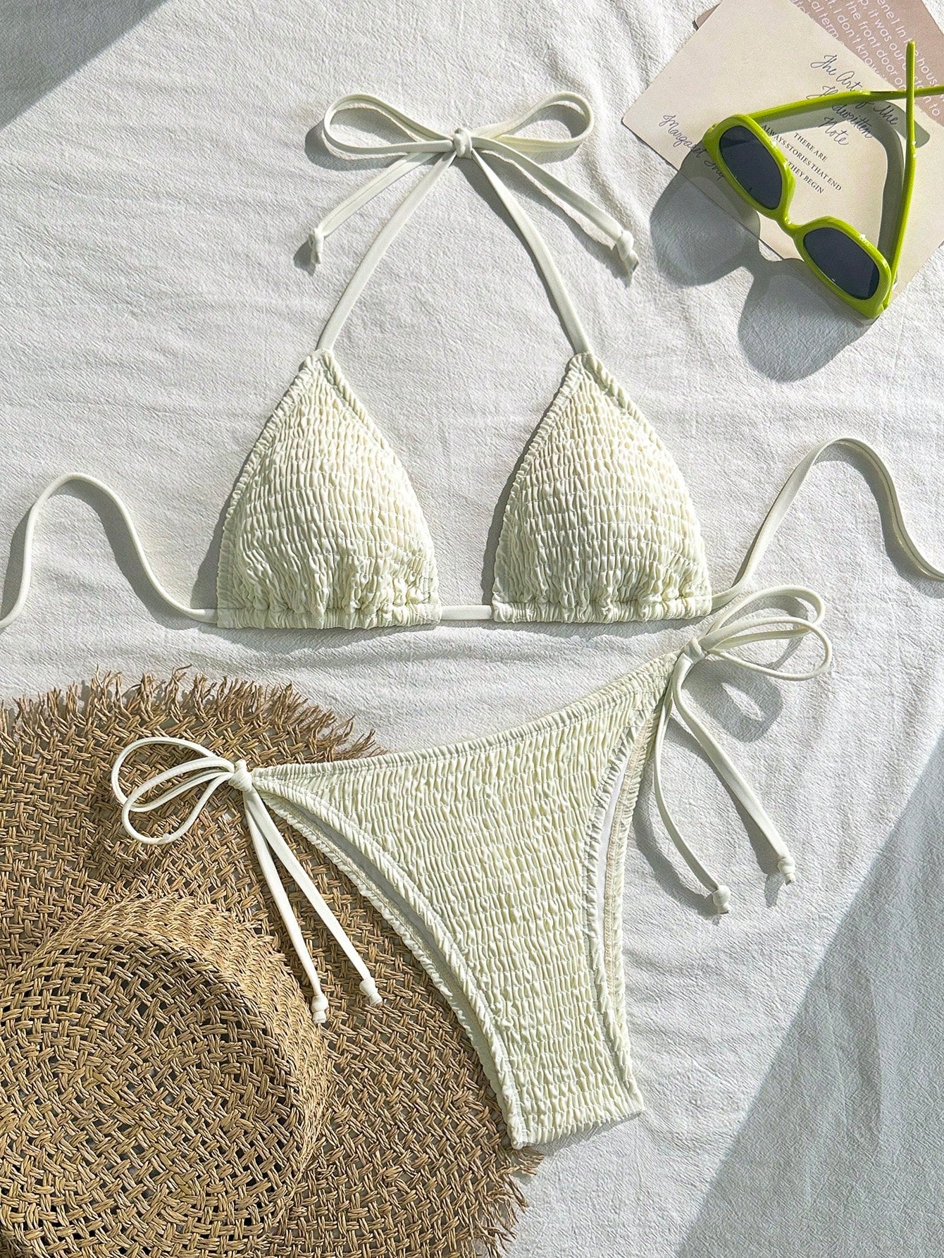 Swim Basics Women's Solid Color Halter Neck Sexy Bikini Set Bathing Suit For Sum