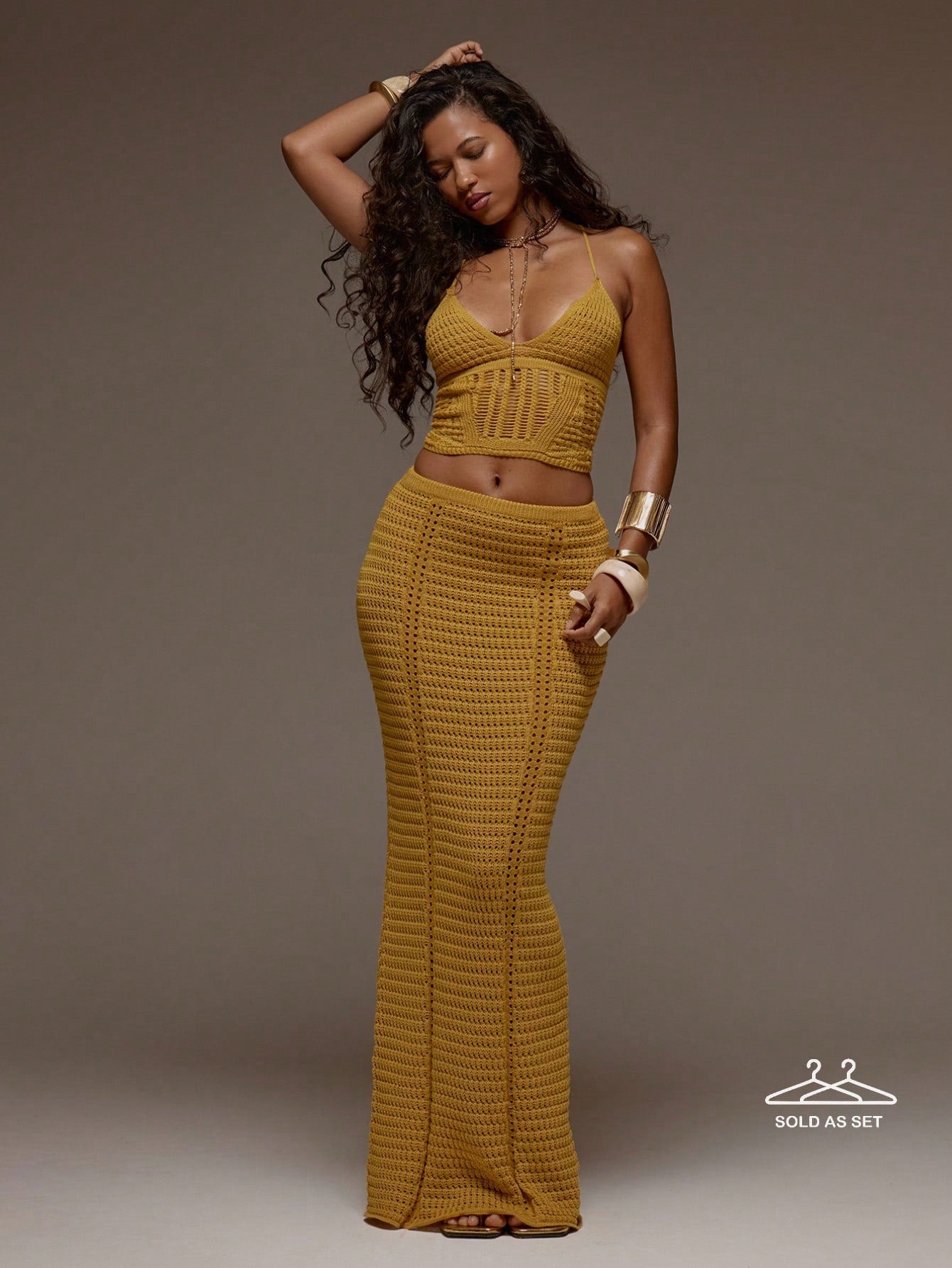 MUSERA Crochet Knit Fitted Cami Top And Maxi Skirt Set Co-Ord Spring Summer Holiday Vacation Beach Ibiza - image 7