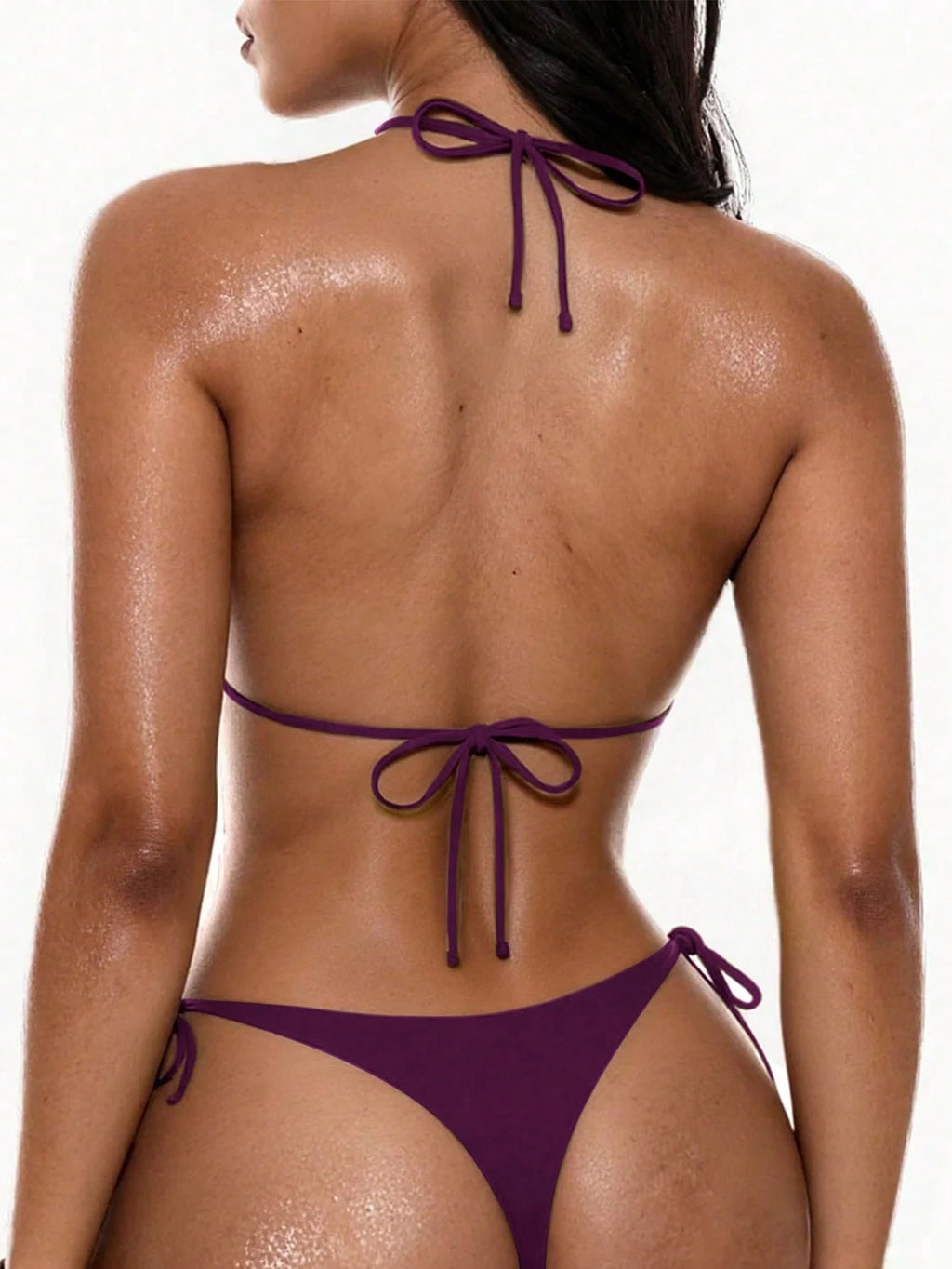 Oceva Women's Swimwear Set, Gold Foil Polka Dot Brown Sexy Bombshell