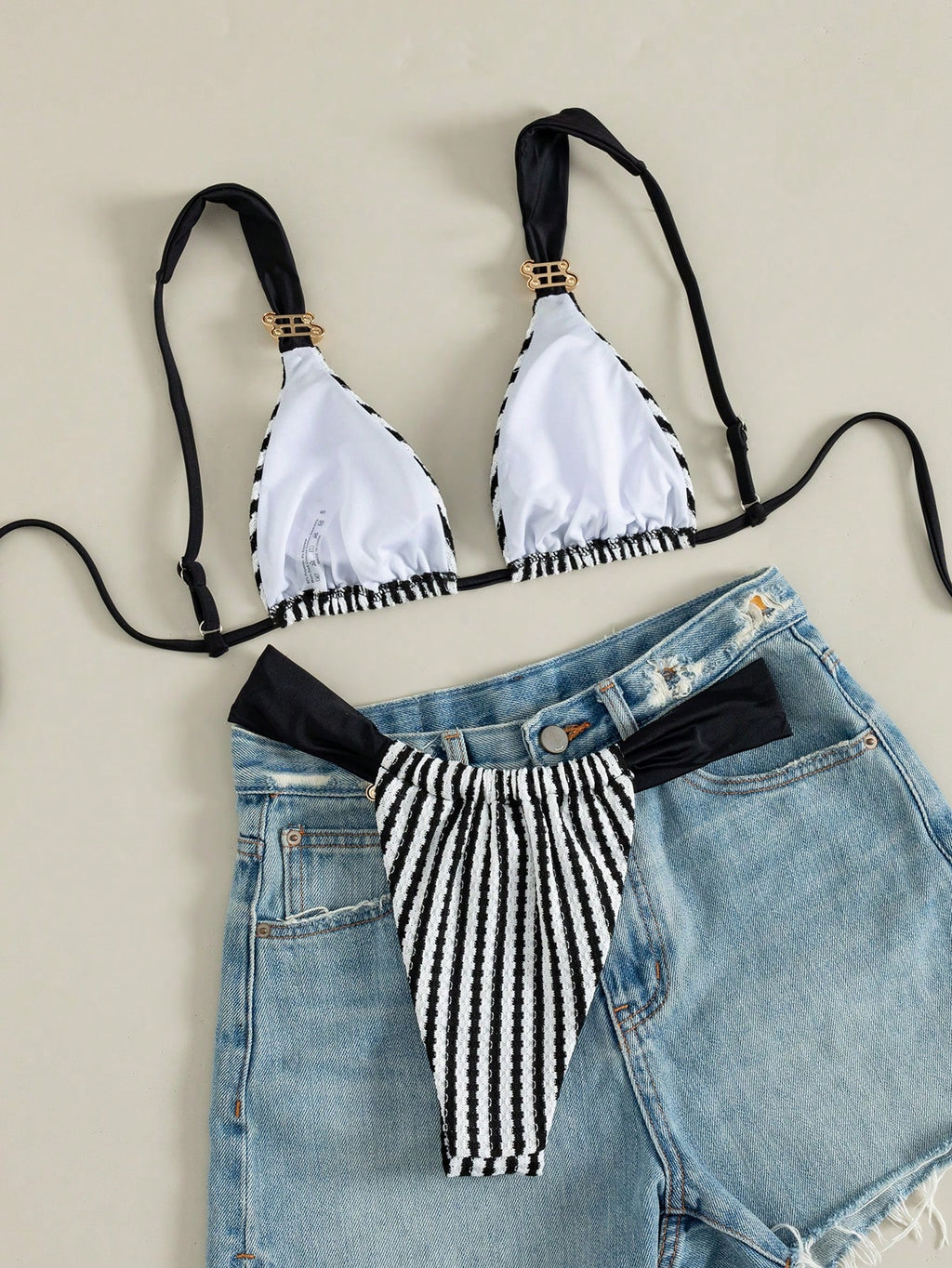 Swim Vcay Women's Spring/Summer Beach Striped Jacquard Fabric Color