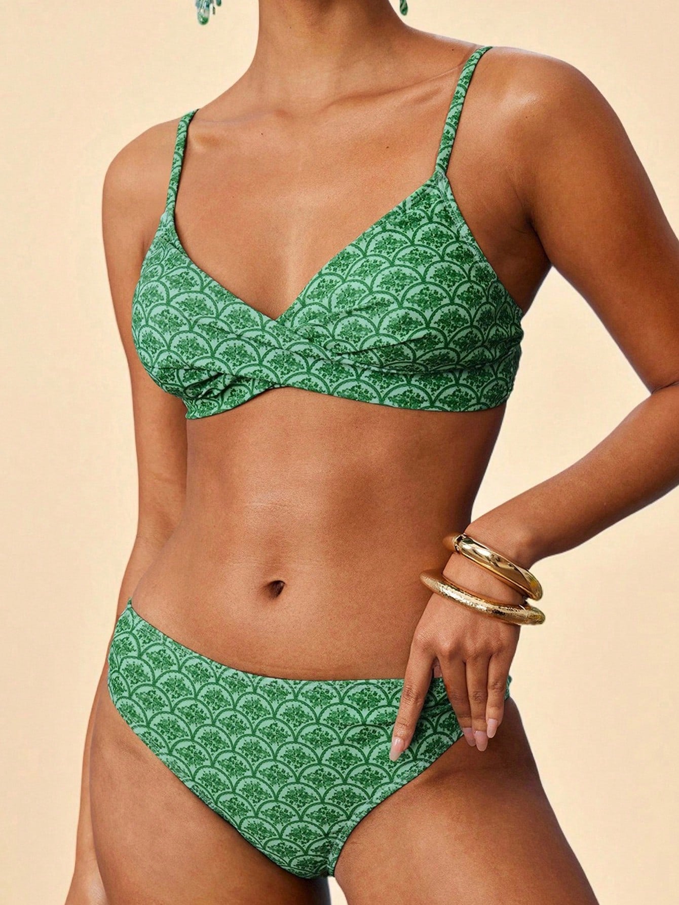 Travachic Women's Blue Gingham Bikini Set With Straps Beach Pool