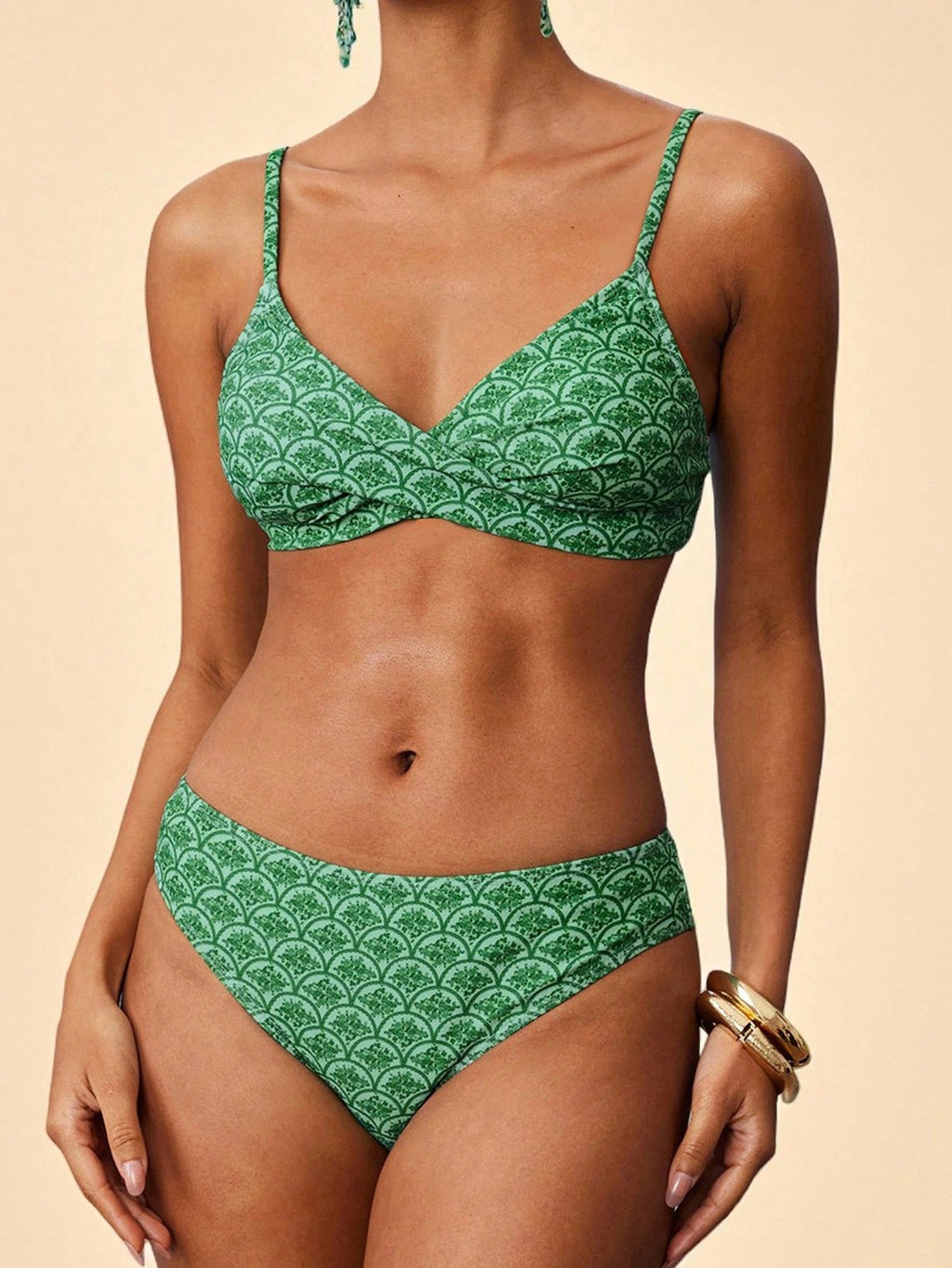 Travachic Women's Blue Gingham Bikini Set With Straps Beach Pool