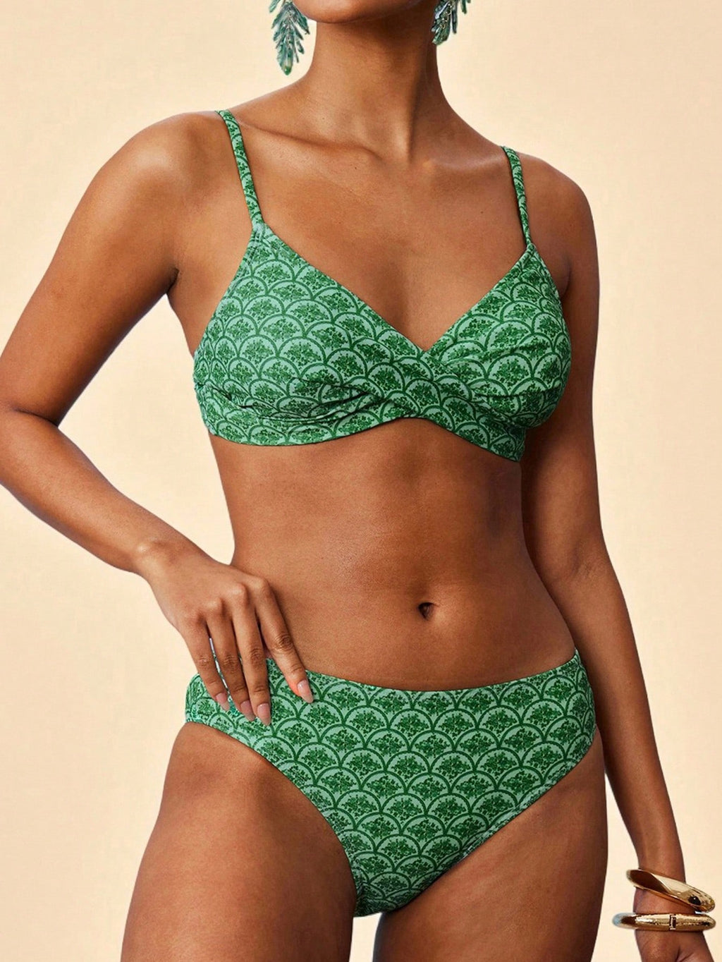 Travachic Women's Blue Gingham Bikini Set With Straps Beach Pool