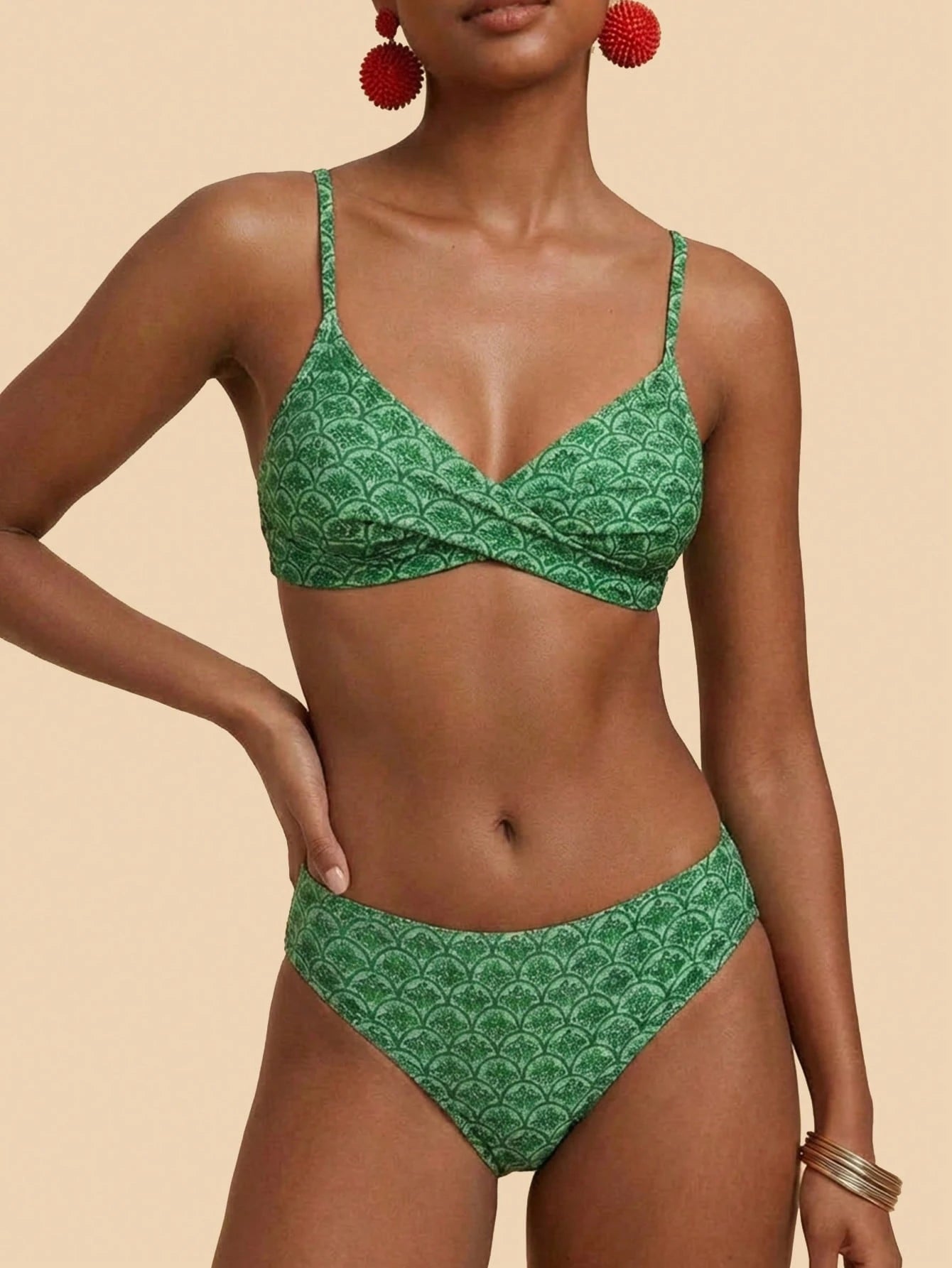 Travachic Women's Blue Gingham Bikini Set With Straps Beach Pool