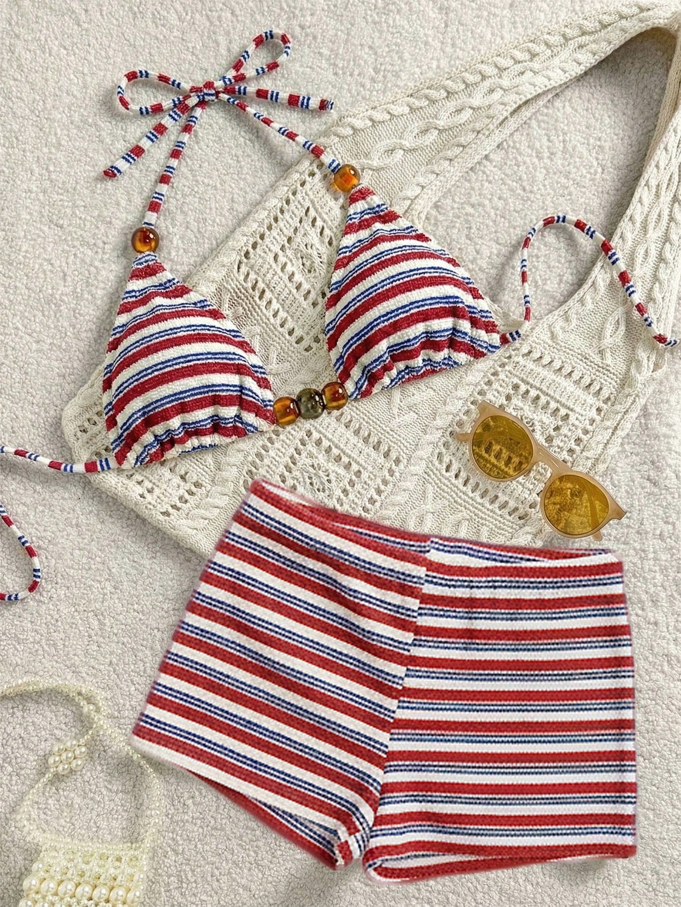 Swim Vcay Women's Summer Casual Cute 2 Pieces Beachwear Set, Resin