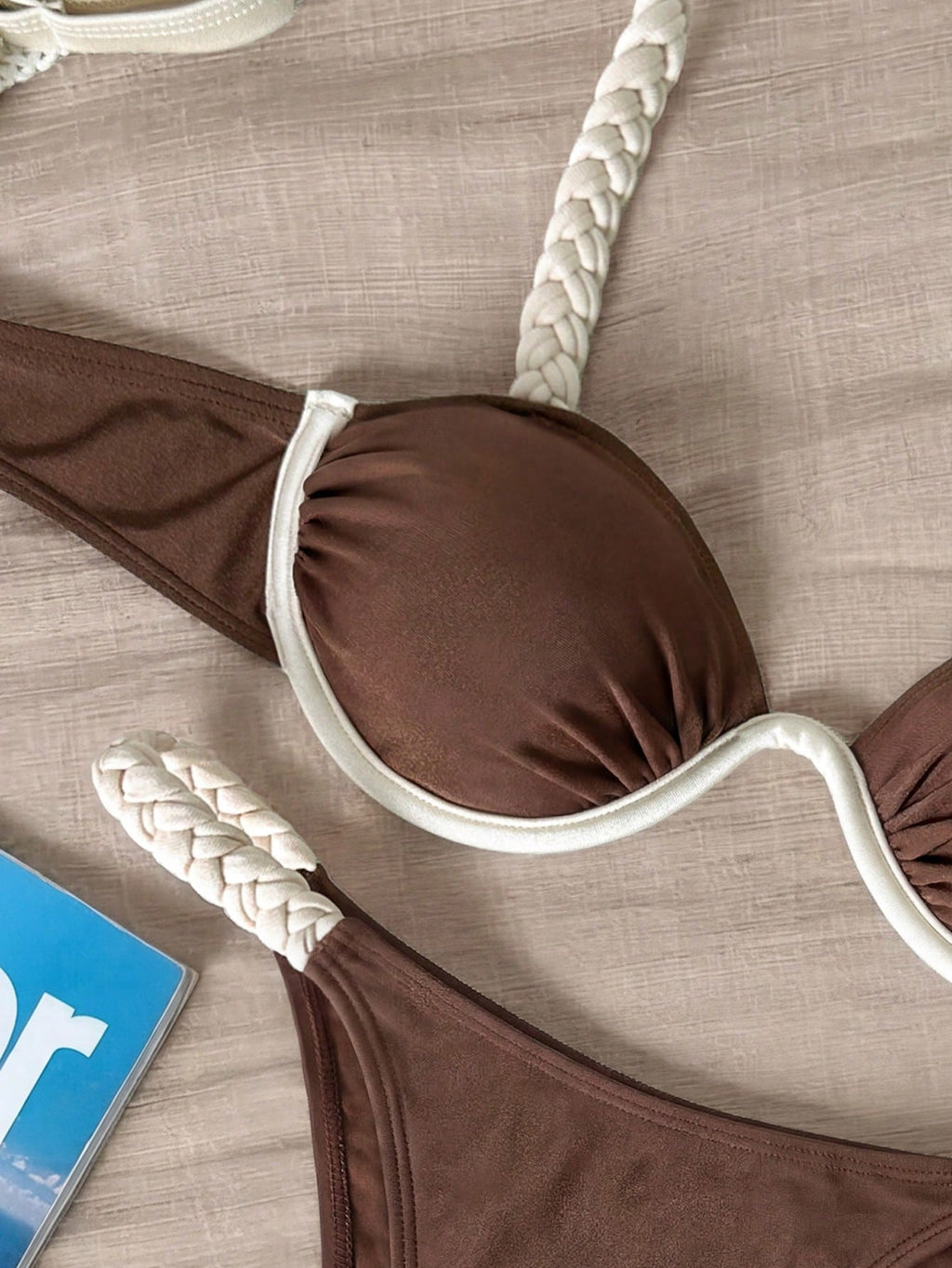 Bikinx Women's Fashion Braided Shoulder Strap Bikini Set, Underwire