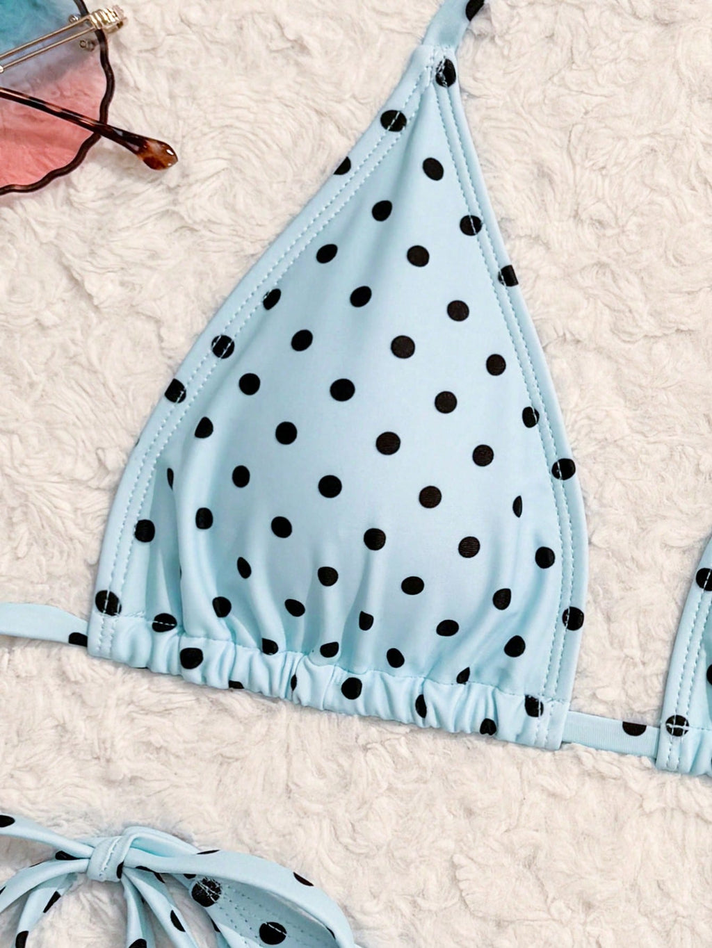 Costavie Summer New Beach Vacation Party Afternoon Tea Polka Dot Print Micro Triangle Side Tie Ruched 3 - image 16