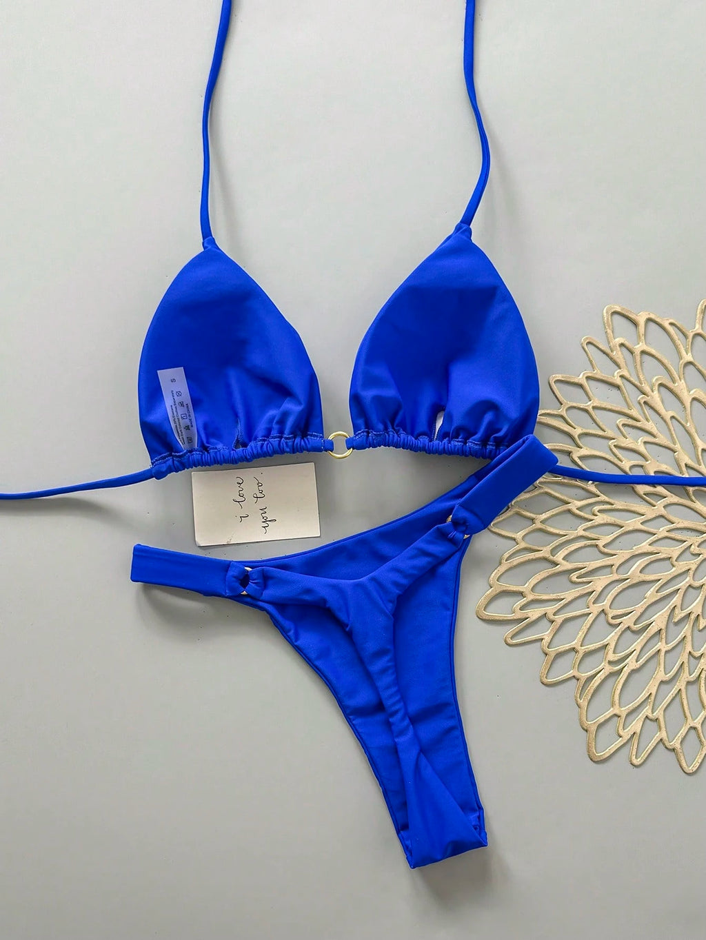 Women's Summer Beach Solid Color Halter Tie Sexy Bikini Swimwear Set Vacation Ye