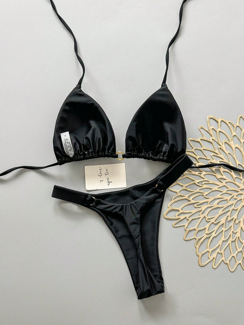 Women's Summer Beach Solid Color Halter Tie Sexy Bikini Swimwear Set Vacation Ye