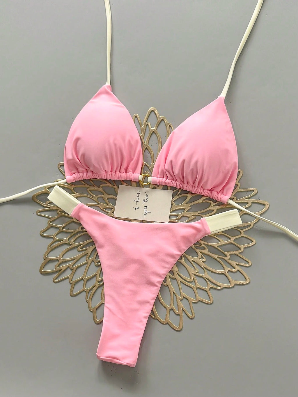 Women's Summer Beach Colorblock Sexy Bikini Swimwear Set Vacation