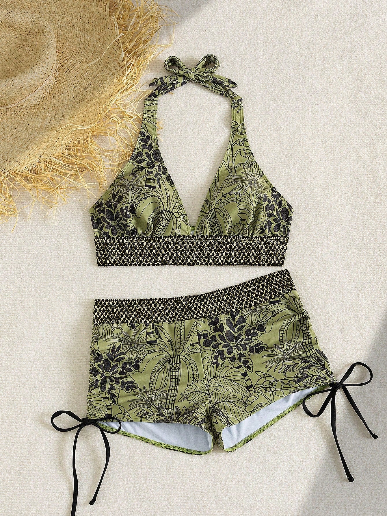 Swim Vcay Women's Retro Beach Vacation Two Pieces Bikini Set: Halter