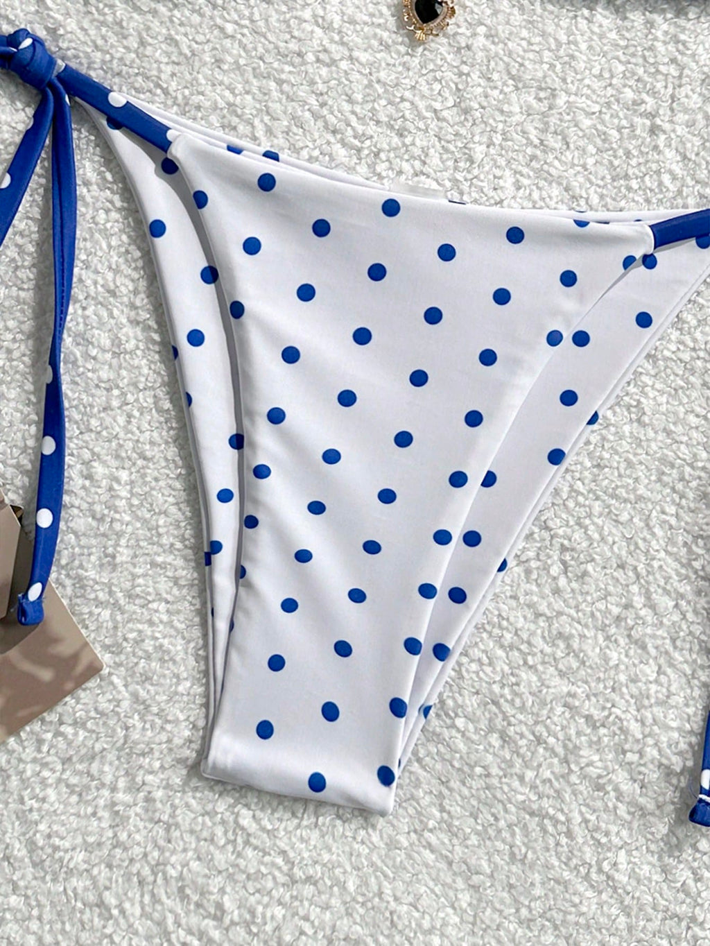 Women 2pcs Sexy Black & White Polka Dot Printed Bikini Swimwear Set,