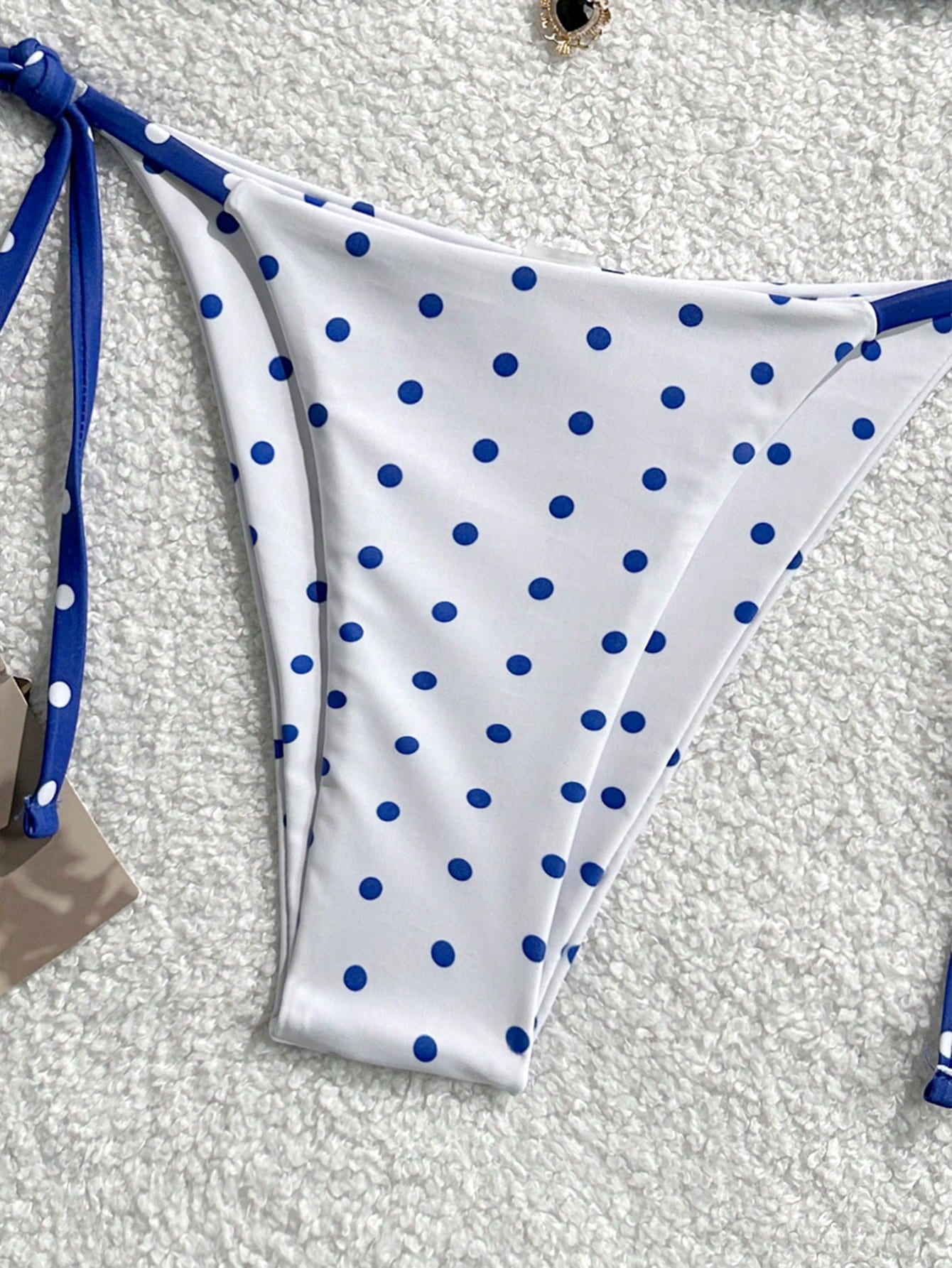 Women 2pcs Sexy Black & White Polka Dot Printed Bikini Swimwear Set,