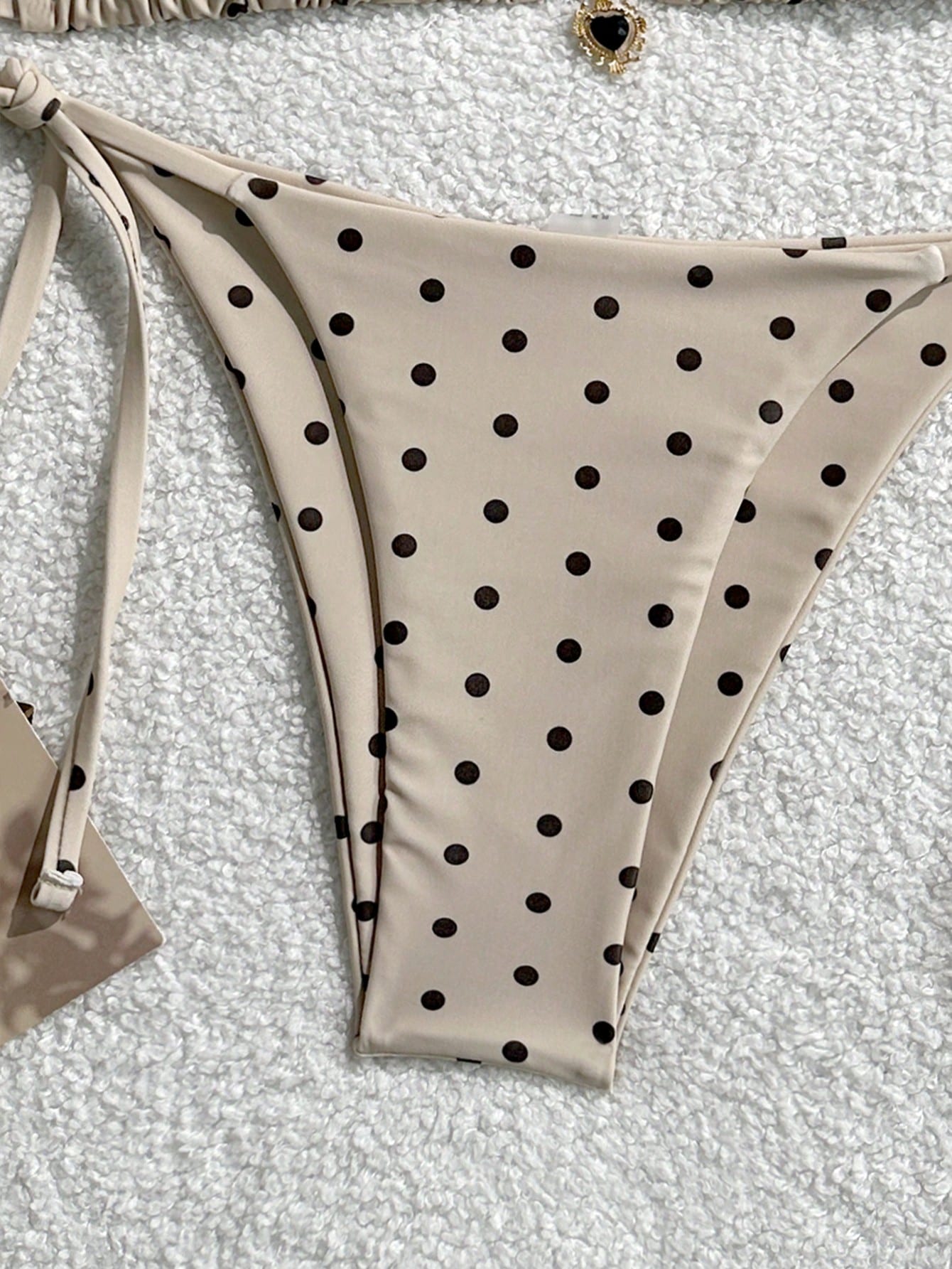 Women 2pcs Sexy Black & White Polka Dot Printed Bikini Swimwear Set,