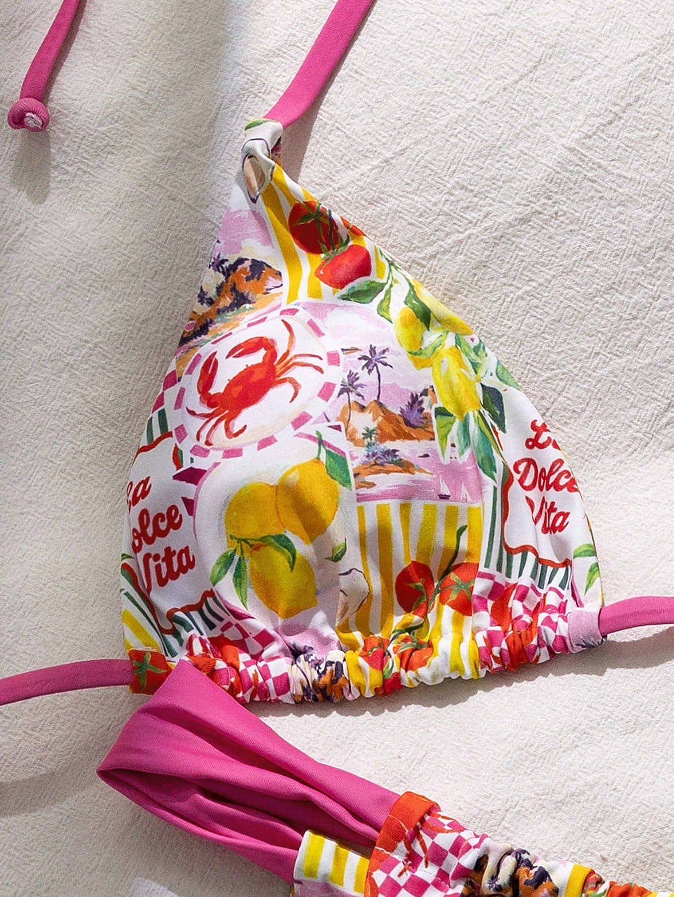 Swim Vcay Summer Vacation Sexy Fashion All-Over Fruit & Vegetable Print Halter Tie 2 Pieces Bikini Set - image 3