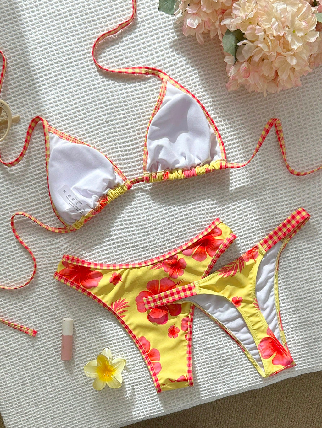 Elavelle 3pcs Solid Color Bikini Set, Women Swimwear For Spa Resort