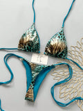 Swim Mod Spring/Summer Digital Print Triangle Wireless Bra Top And Side Tie Biki
