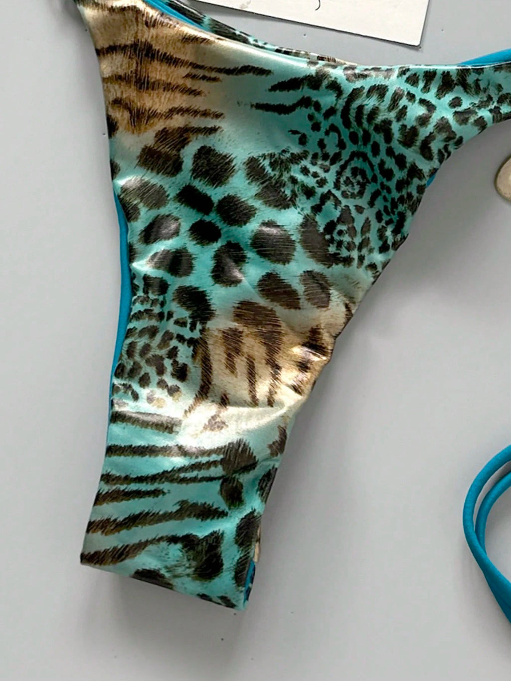 Swim Mod Spring/Summer Digital Print Triangle Wireless Bra Top And Side Tie Biki