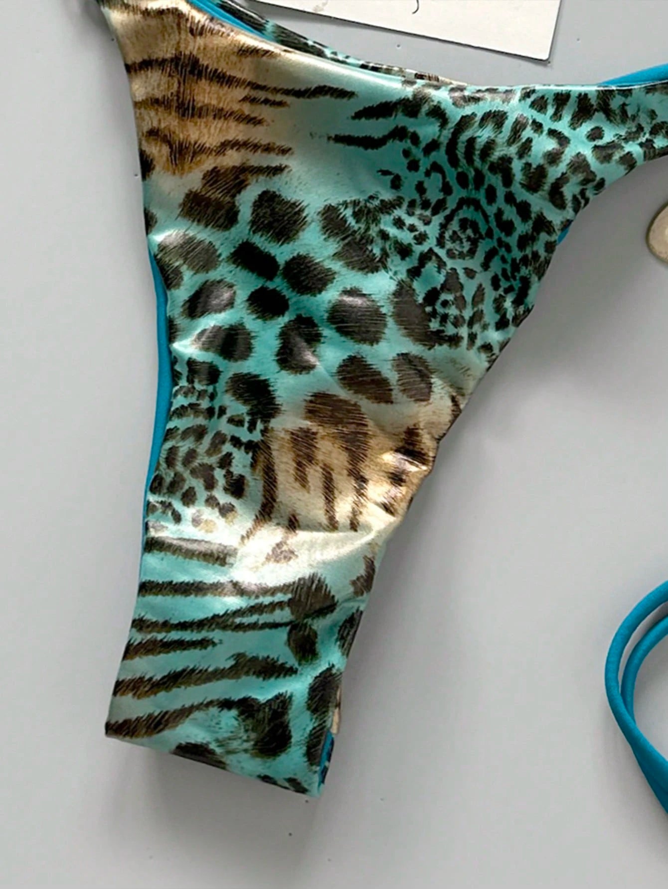 Swim Mod Spring/Summer Digital Print Triangle Wireless Bra Top And Side Tie Biki