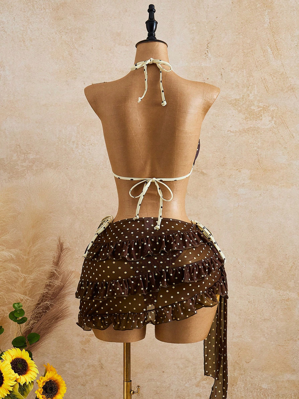 Bellisia Women's Brown Polka Dot,Summer,Cute,Beach Vacation,Holiday,Holiday Biki