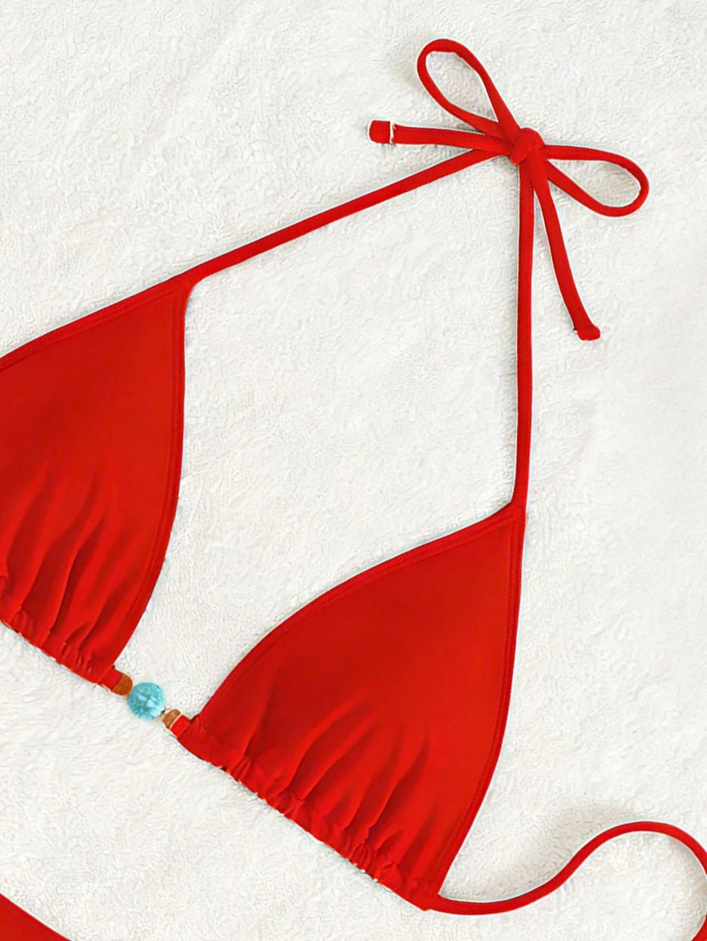 Summer New Spaghetti Strap Back Tie Brown Bikini Bottoms With Side