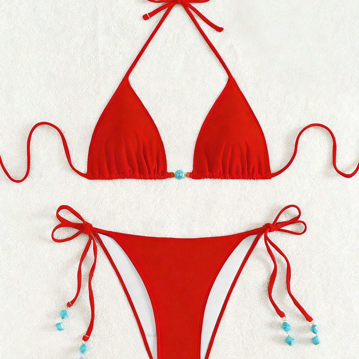 Summer New Spaghetti Strap Back Tie Brown Bikini Bottoms With Side