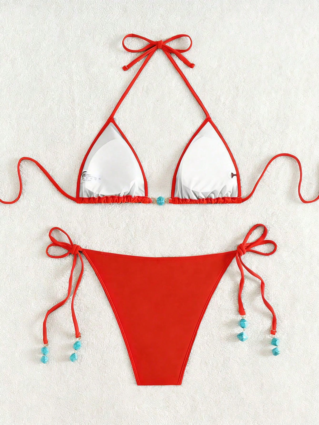Summer New Spaghetti Strap Back Tie Brown Bikini Bottoms With Side