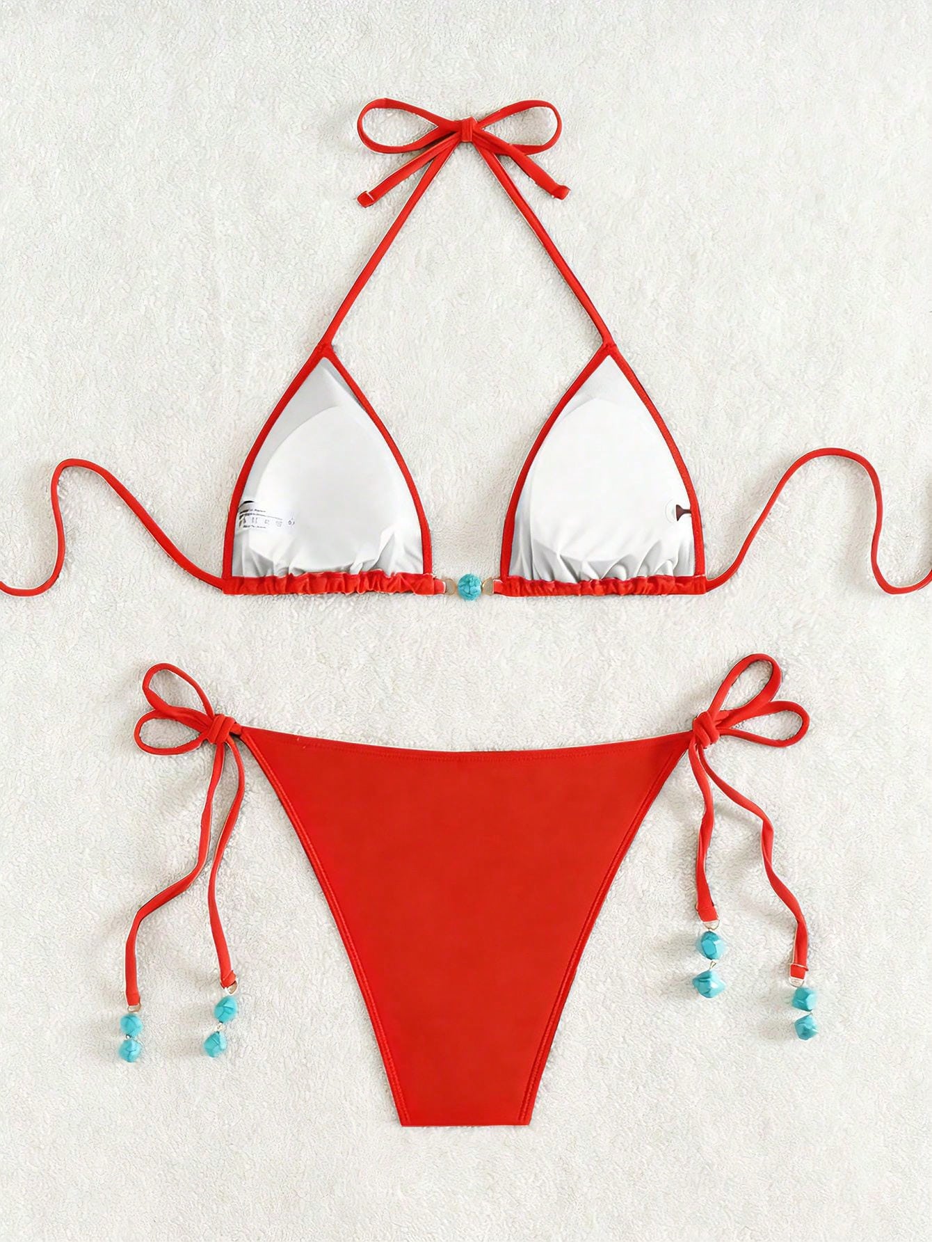 Summer New Spaghetti Strap Back Tie Brown Bikini Bottoms With Side